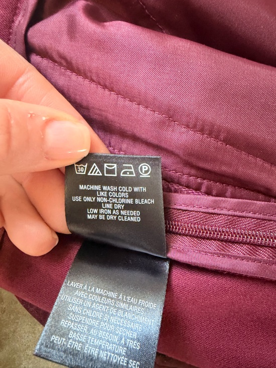 Anthropologie Burgundy Skinny Pants with Red Side Stripe - Size 10 - Picture 13 of 14